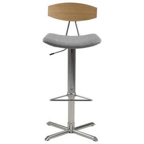 Blaise grey / wood / chrome barstool
